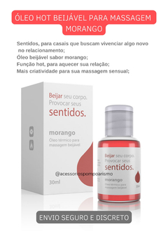 ÓLEO HOT BEIJÁVEL PARA MASSAGEM MORANGO