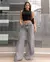 Calça Jeans Sara – Wide Leg Cintura Alta Cinza