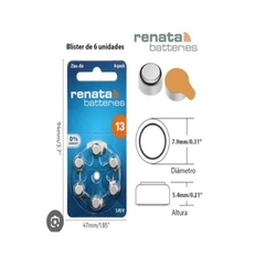 6 Pilas Auditivas (zinc) Renata, Numero 13 1.45 V 6pilas - comprar en línea