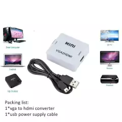 Convertidor portátil Mini VGA a HDMI, Adaptador de Audio para Notebook de 1080P, PC, HDTV, - comprar en línea