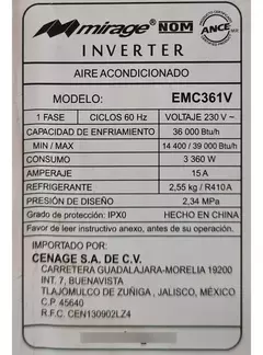 Control Para Minisplit Mirage Midea MAGNUM RG10R(D2S)/BGEF Modelo Emc361v