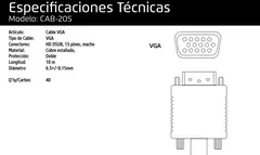 Cable Vga A Vga 10 Metros Negro Cab 205 /v /v - comprar en línea