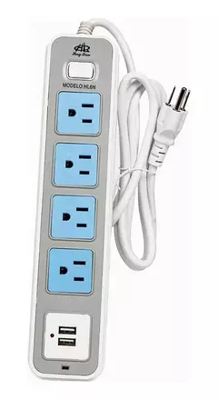 Barra Multicontacto Extensión Con 2 Puertos Usb 4 Enchufes - SAAVEDRA NOVEDADES