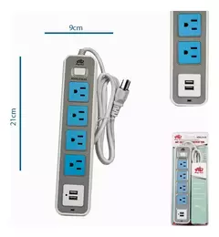 Barra Multicontacto Extensión Con 2 Puertos Usb 4 Enchufes - comprar en línea