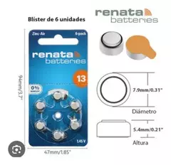 6 Pilas Auditivas (zinc) Renata, Numero 13 1.45 V 6pilas en internet