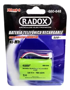 Bateria Recargable Para Telefono Casa 3.6 V 700 Mah Nicd Radox Modelo 660-648