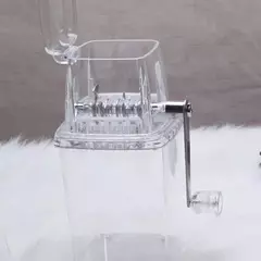 Máquina de hielo triturado pequeña transparente, afeitadora de hielo portátil con manivela,