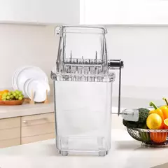 Imagen de Máquina de hielo triturado pequeña transparente, afeitadora de hielo portátil con manivela,