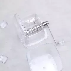 Máquina de hielo triturado pequeña transparente, afeitadora de hielo portátil con manivela, - tienda en línea