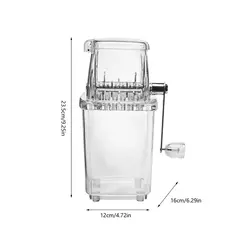 Máquina de hielo triturado pequeña transparente, afeitadora de hielo portátil con manivela,