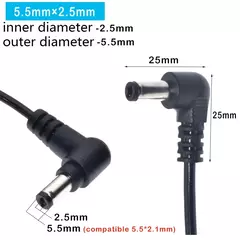 Cable de alimentación DC de 5,5mm x 2,5mm, adaptador de corriente de enchufe macho a macho, 90 grados, 5,5mm x 2,5mm, estirado hasta 1,5 M - tienda en línea