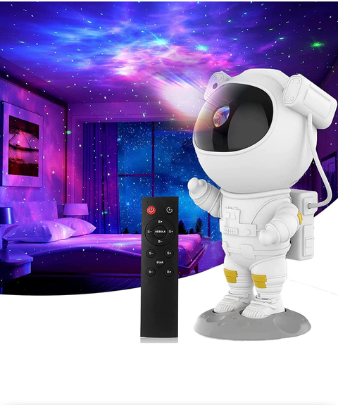 Projetor de luz de astronauta, projetor de estrela e galáxia para crianças, lâmpada de LED, nebulosa estrelada, com temporizador e controle remoto par