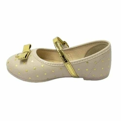 SAPATILHA INFANTIL KIDY NUDE COM DOURADO na internet