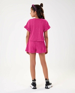 CONJUNTO BLUSA CROPPED E SHORTS EM MALHA COM BRILHO - comprar online