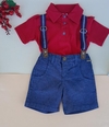 CONJUNTO CAMISA GOLA POLO E SHORTS COM SUSPENSÓRIO