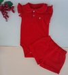 CONJUNTO BODY EM SUEDINE E SHORTS EM MOLETINHO
