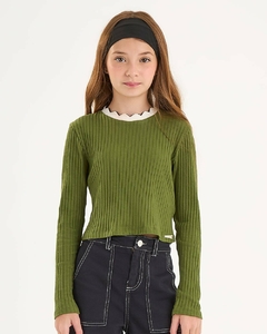 BLUSA CROPPED EM MALHA CANELADA