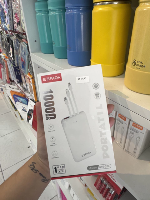 Batería portátil com Cabo tipo c, tipo c pequeno e IOS integrado