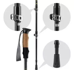 Bastón Trekking Waterdog K2bas Aluminio Color Negro en internet