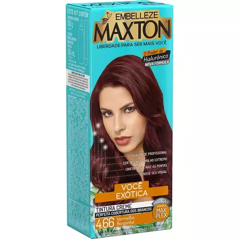 Tinta de Cabelo Maxton Ruiva +Exótica Vermelho Borgonha 4.66
