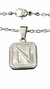 Set Inicial N Plateado Cuadrado con Cadena