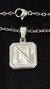 Set Inicial N Plateado Cuadrado con Cadena - Sweet Love Accesorios
