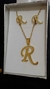 Set Inicial R Dije + Cadena + Aros Dorados - Sweet Love Accesorios