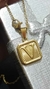 Set Dije Inicial V Dorado Cuadrado con Cadena - Sweet Love Accesorios