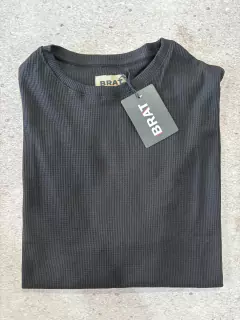 Remera Over Waffle Negra