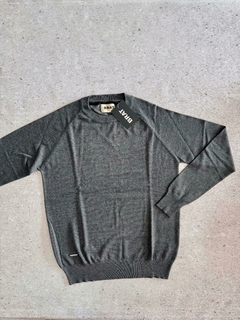 Sweater Manga Ranglan Gris Topo