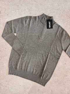 Sweater Medio Cierre Gris
