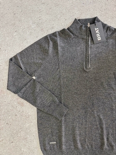 Sweater Medio Cierre Gris Topo - comprar online
