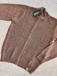 Campera de Hilo Tramado Marron Melange
