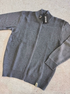 Campera de Hilo Tramado Gris Topo