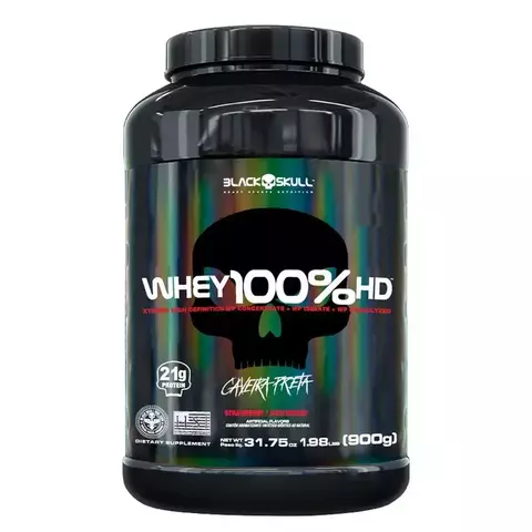 WHEY 100% HD MORANGO BLACK SKULL - 900G