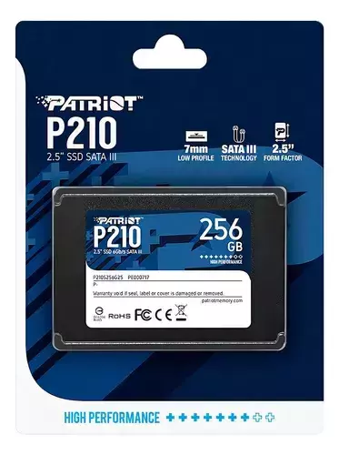 Ssd Patriot P210, 256gb, Sata Iii, 2.5 , 6gb/s, Leitura 500 Mb/s, Gravação 400 Mb/s - P210s256g25 Cor Cinza-escuro