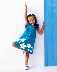 VESTIDO CLARA TURQUESA - Pé de Seriguela Boutique Infantil