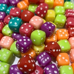 Cuentas Plásticas - Cubo Blanco y Multicolor 8mm - comprar online