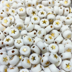 Cuentas Plásticas - Estrellas Dorado Cuenta Blanca 7mm - comprar online