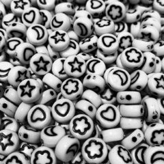 Cuentas Plásticas - Formas Negro Cuenta Blanca 7mm - comprar online