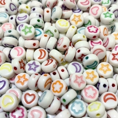 Cuentas Plásticas - Formas Multicolor Cuenta Blanca 7mm - comprar online