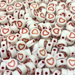 Cuentas Plásticas - Corazón Rojo Cuenta Blanca 7mm - comprar online