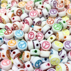 Cuentas Plásticas - Signo Paz Multicolor Cuenta Blanca 7mm - comprar online
