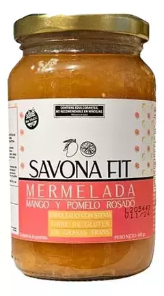 SAVONA FIT- Mermelada de mango y pomelo rosado s/a c/s 400g
