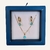 Conjunto Argola Click Desing U e Colar com Pingente Ponto de Luz Azul