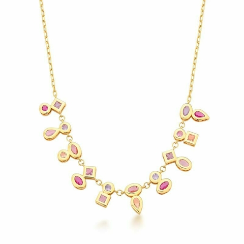 Colar com formas geométricas e cristais - comprar online