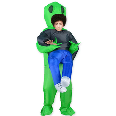 Disfraz de mascota alienígena verde para hombre y mujer, disfraz inflable en internet