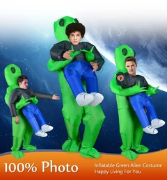 Disfraz de mascota alienígena verde para hombre y mujer, disfraz inflable - comprar en línea