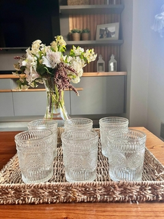 Vasos de vidrio labrados x6