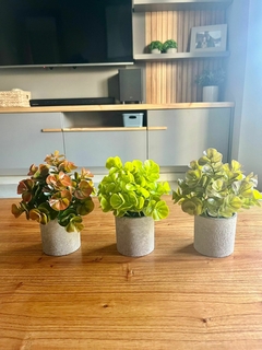 Plantita artificial con maceta de cemento
